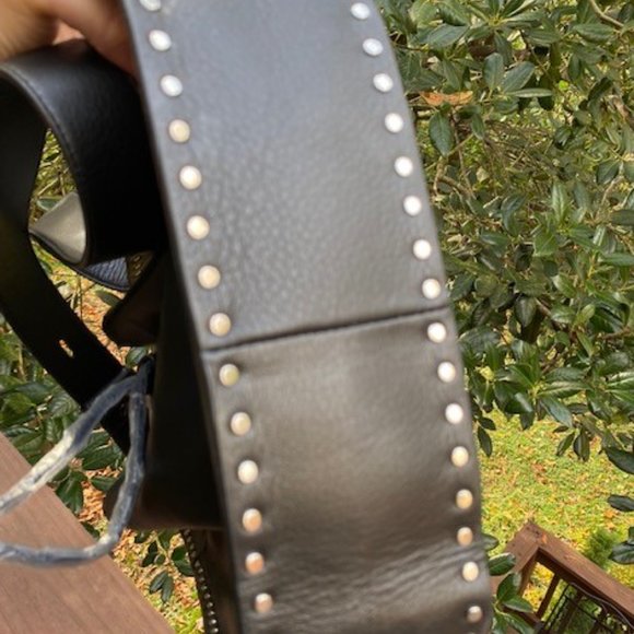 REBECCA MINKOFF BLACK LEATHER NANINE STUDDED SHOULDER BAG - Picture 4 of 8